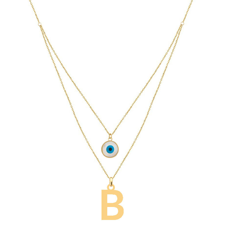 گردنبند طلا 18 عیار زنانه کرابو مدل حرف B و چشم نظر Kr72904