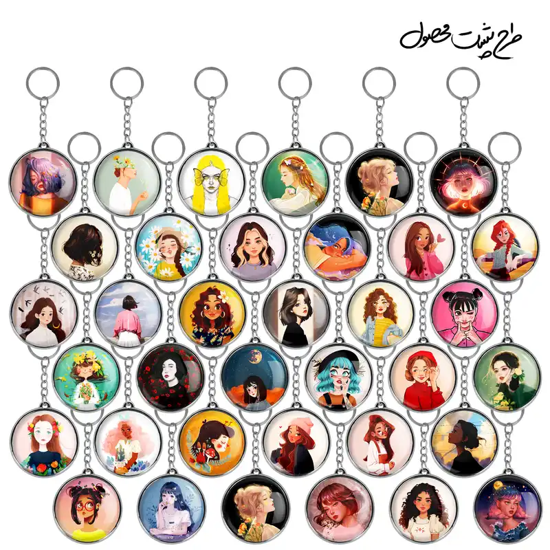 جاکلیدی خندالو طرح دخترانه فانتزی مدل دوطرفه کد 90 مجموعه 36 عددی