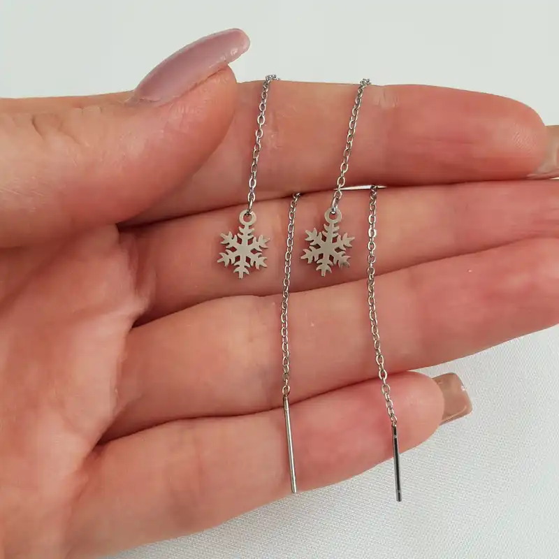 گوشواره زنانه استینلس استیل مدل دانه برف 3260