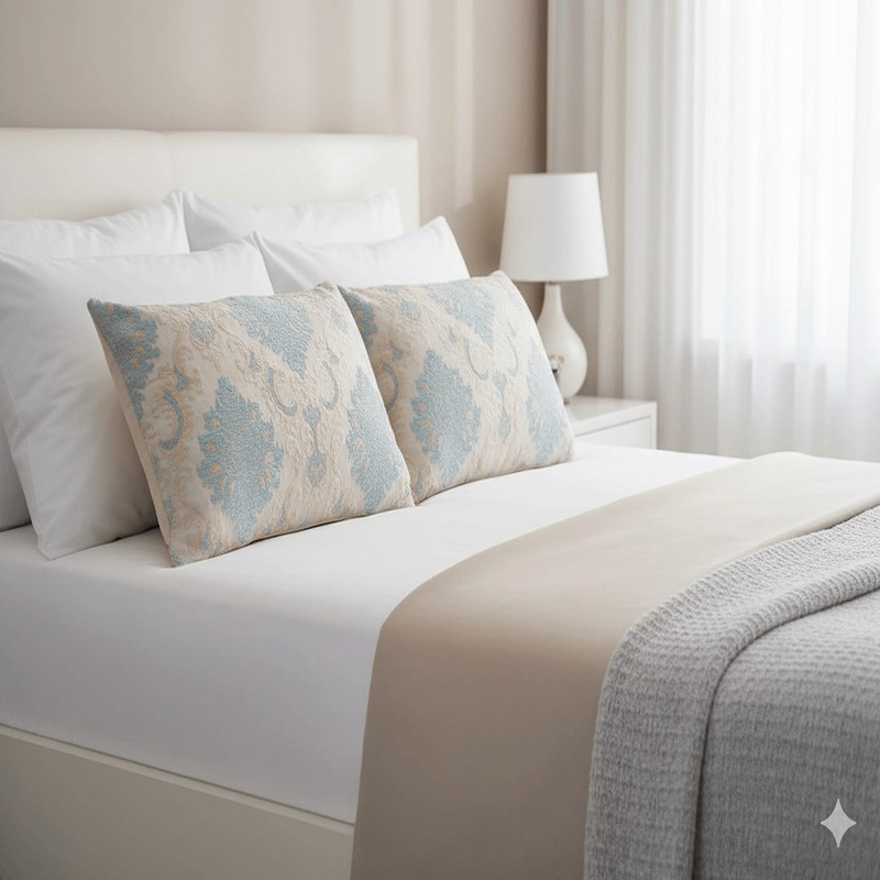 رو بالشی مدل مخمل مبلی طرح عروس سایز 50*70 سانتی متر بسته دو عددی