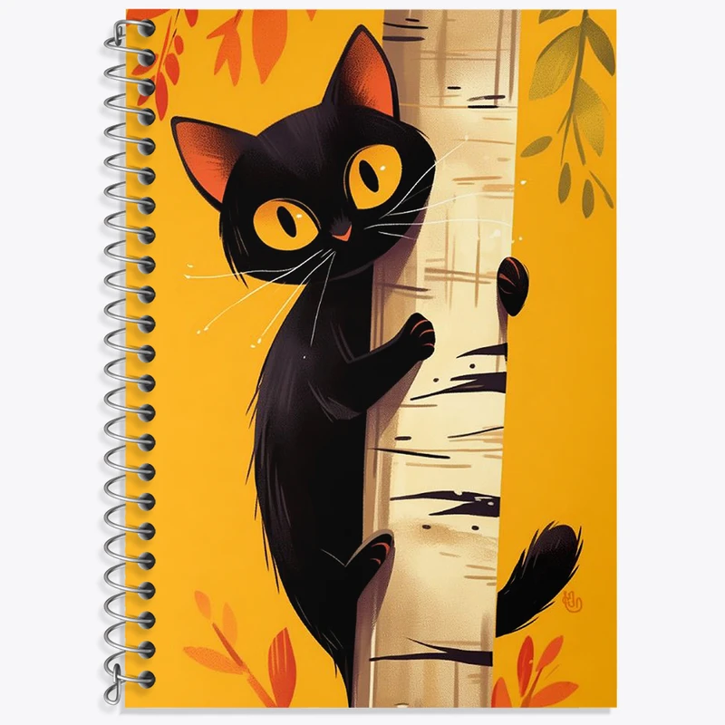 دفتر نت موسیقی 50 برگ خندالو طرح گربه سیاه بامزه کد N1868