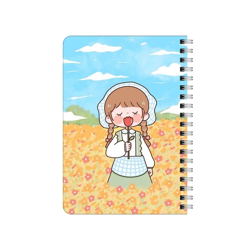 دفترچه یادداشت بامبیلیپ مدل چوبی طرح دختر با گل لاله و آسمان ابری کد 6673641