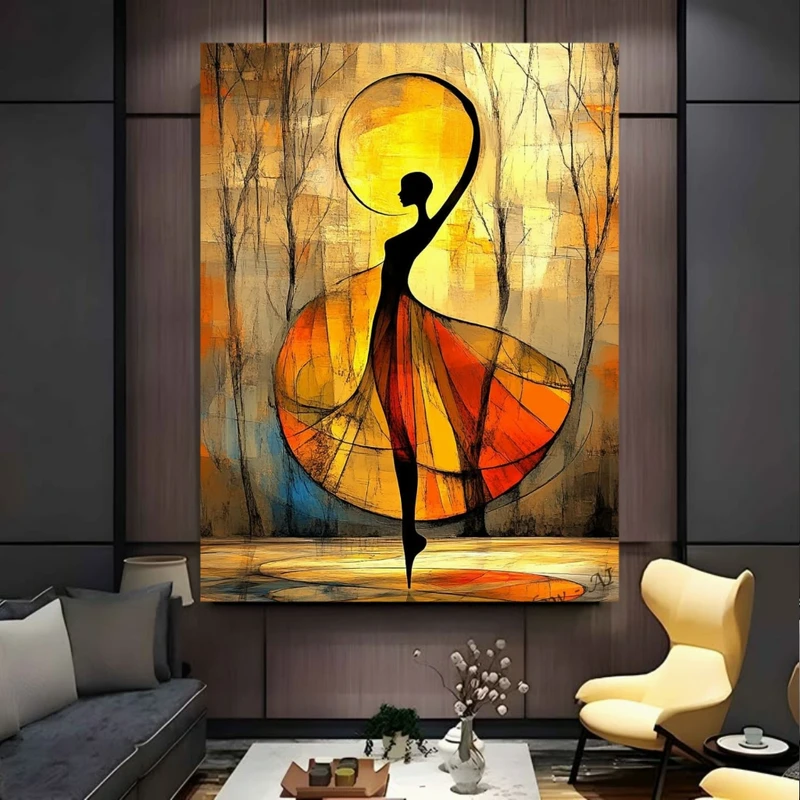 پوستر پارچه ای طرح مخمل نقاشی انتزاعی مدل فیگور رقصنده کد FP106263
