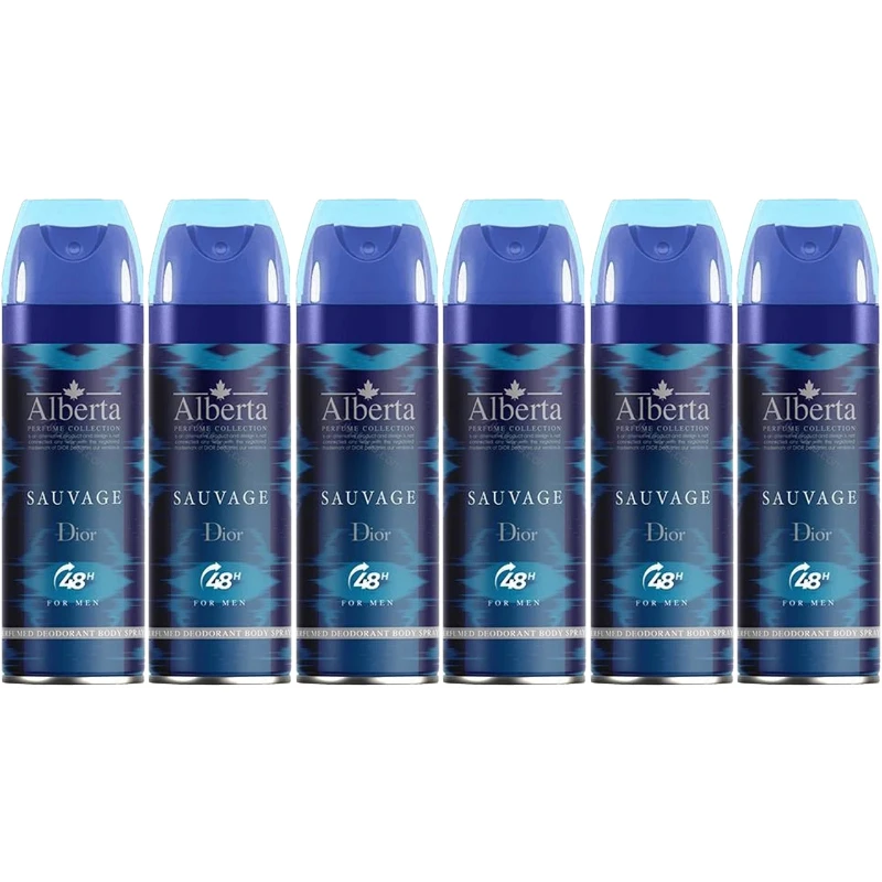 اسپری بدن مردانه آلبرتا مدل ساواج دیور حجم 200 میلی لیتر مجموعه 6 عددی