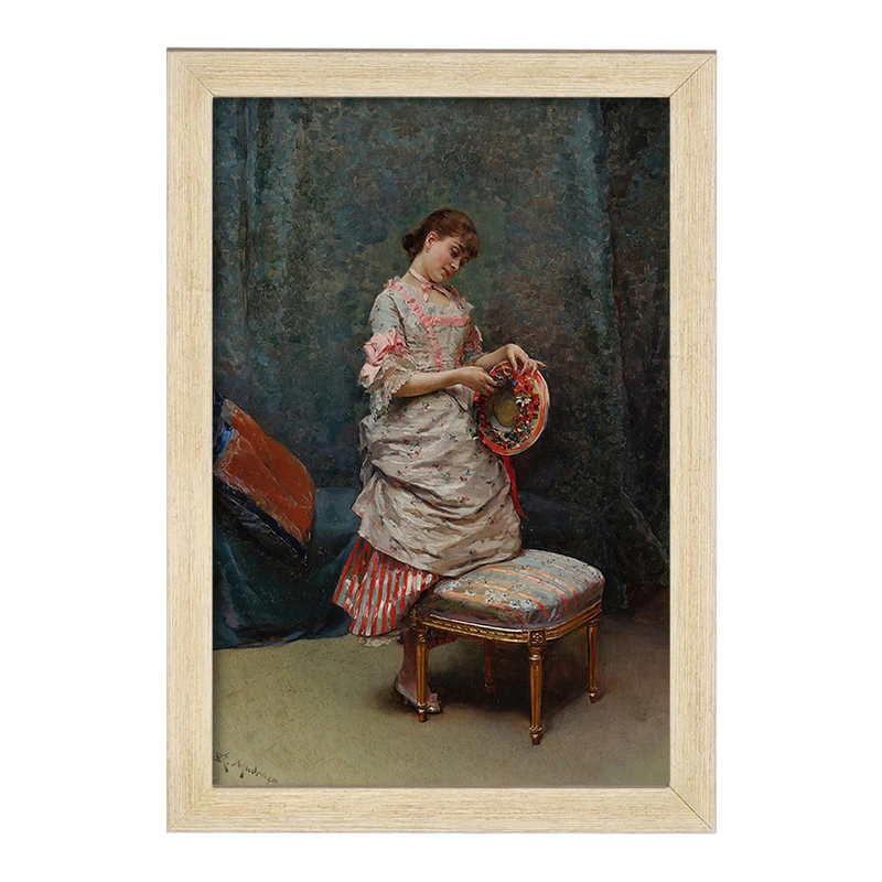 تابلو خندالو مدل نقاشی الین کلاه در دست دارد اثر رایموندو د مادرازو و گرتا کد F12412