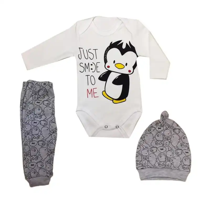 ست 3 تکه لباس نوزادی مدل پنگوین