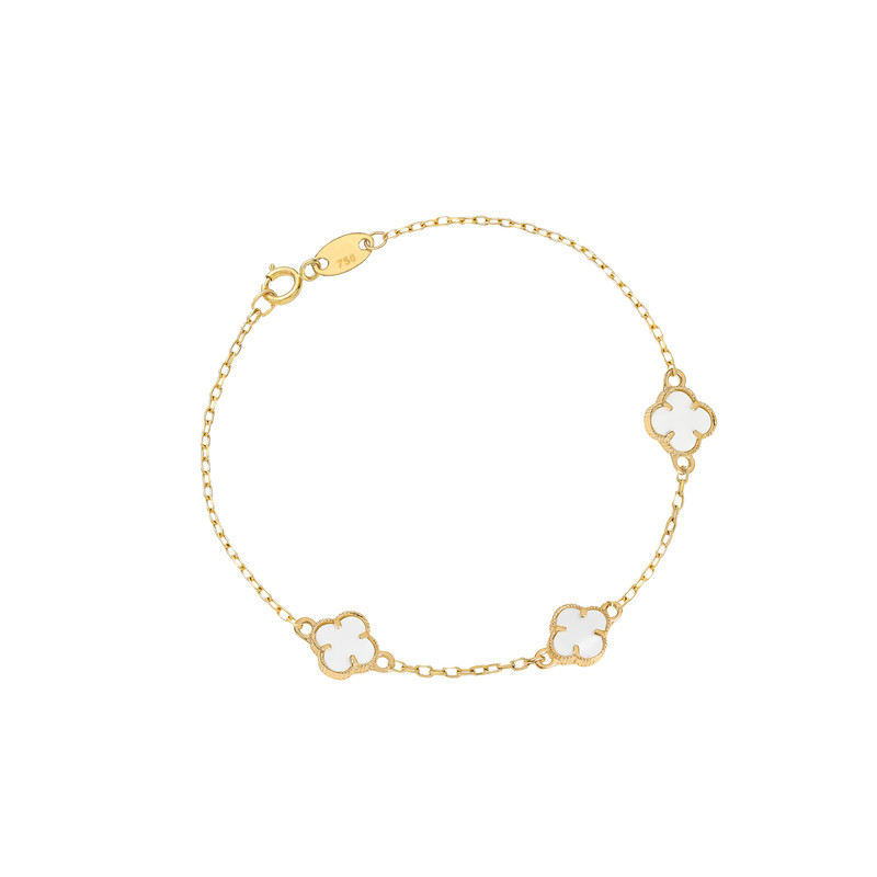 دستبند طلا 18 عیار زنانه مدل مینی ونکلیف صدف3