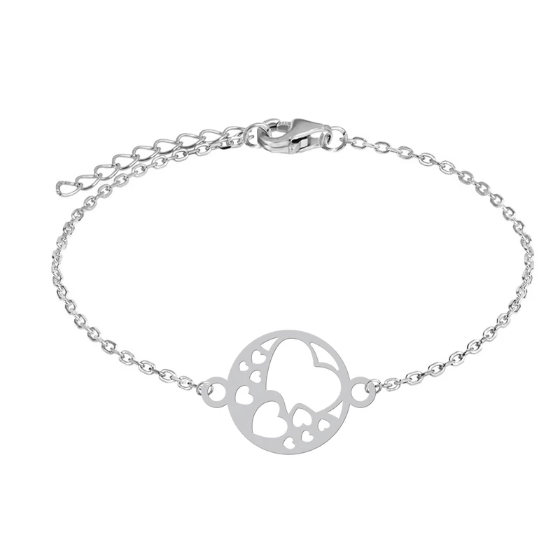 دستبند زنجیری زنانه هایکا مدل دایره و قلب کد z.dh105
