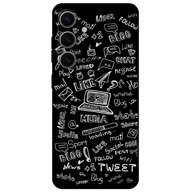 کاور مگافون طرح رسانه های اجتماعی مدل 1898 مناسب برای گوشی موبایل سامسونگ Galaxy S24 Plus