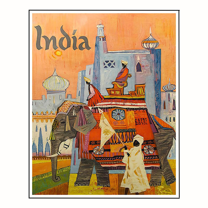 پوستر مدل  سفر  با طرح هنری فیل در هنر قدیمی  