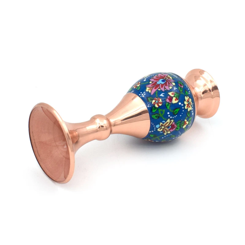 عکس شماره 3 : گلدان میناکاری مسی طرح پرداز کد 16 بسته 2 عددی