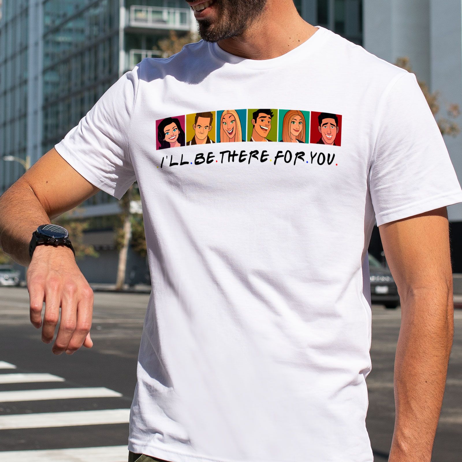 تی شرت آستین کوتاه مردانه هومرو مدل TW420 طرح فرندز - - 7