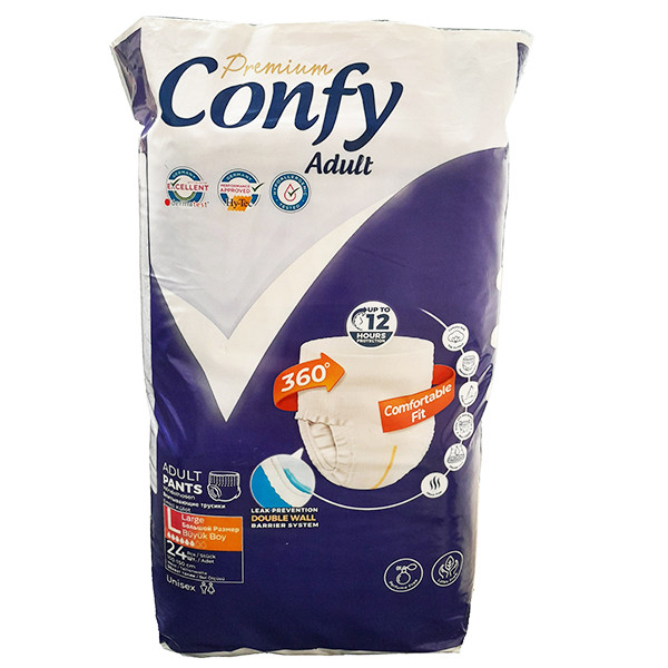 پوشک شورتی بزرگسال کانفی مدل پریمیوم سایز بزرگ بسته 24 عددی