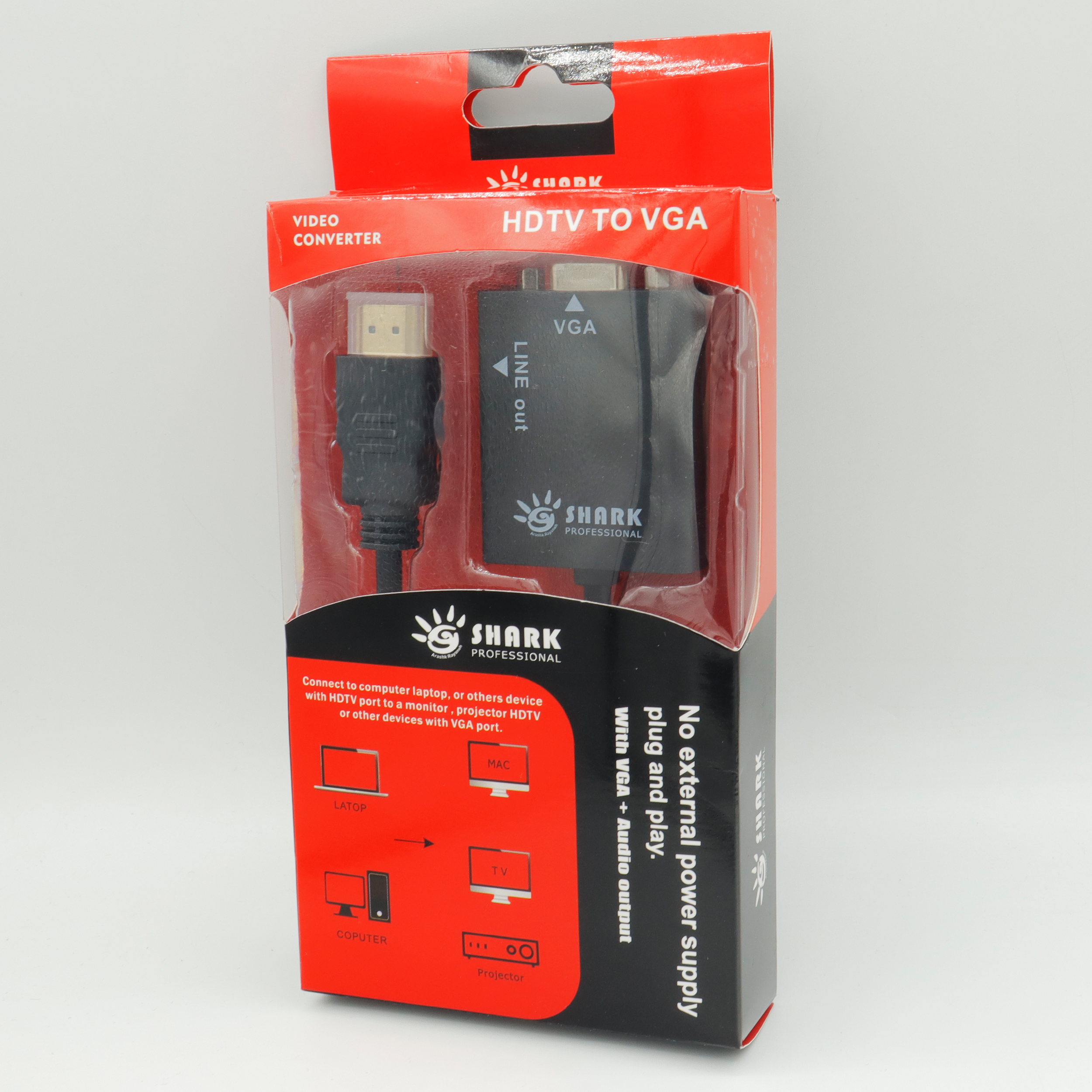 مبدل HDMI به VGA شارک مدل VIDEO-CONVERTOR کد RED-2024