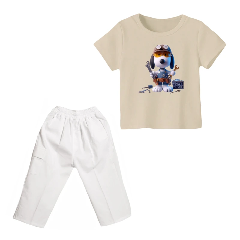 ست تی شرت و شلوارک پسرانه مدل اسنوپی کد ۱۸