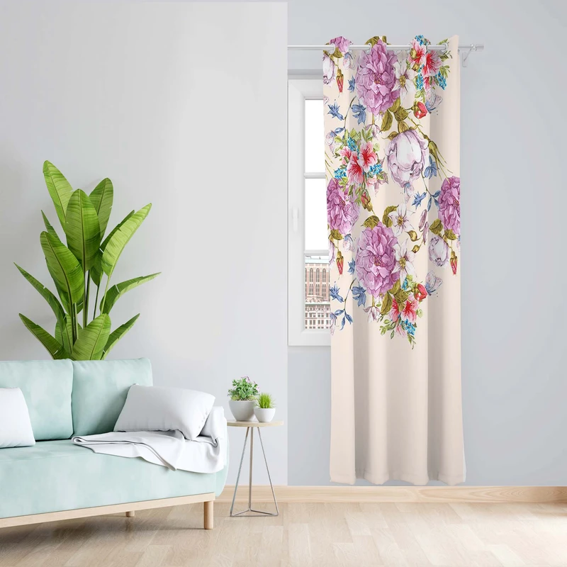 پرده طرح گل مدل مخمل پانچی کد 5631L z سایز 140x200 سانتی متر