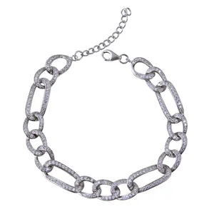 دستبند نقره زنانه بازرگانی میلادی مدل نگین دار کد DP_019