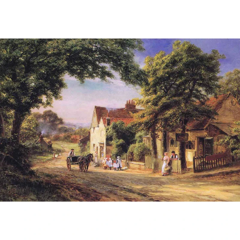 تابلو شاسی منظره روستا اسب گاری خانه درخت مدل T1085