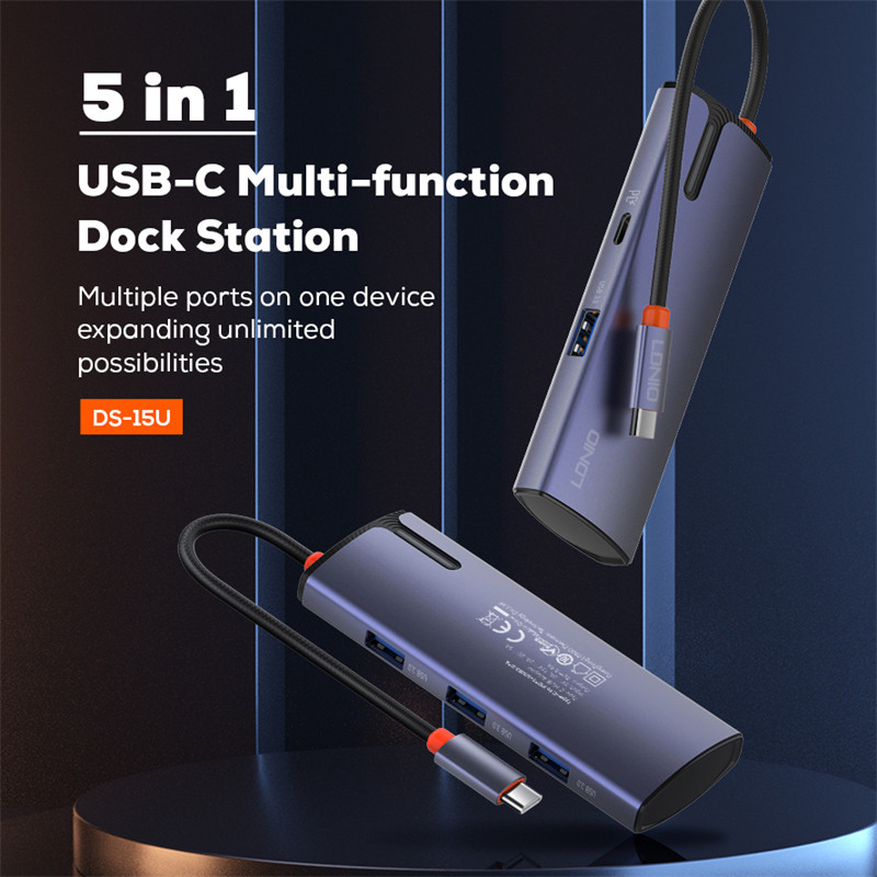 هاب 5 پورت USB-C الدینیو مدل DS-15U