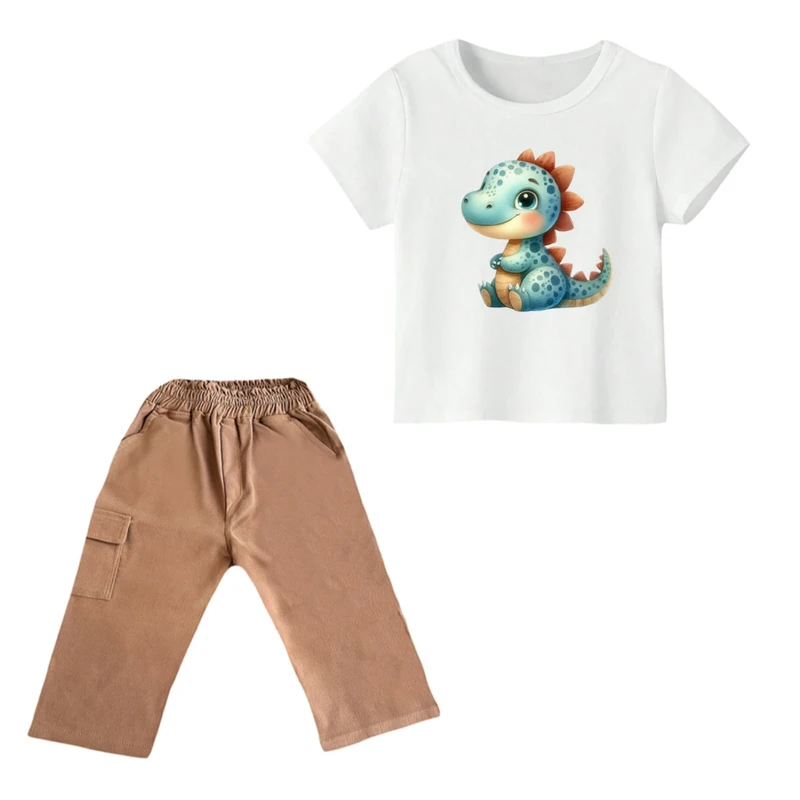 ست تی شرت و شلوارک پسرانه مدل دایناسور کد ۲۳