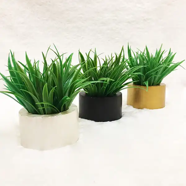 گلدان به همراه گل مصنوعی مدل سنگی کد 516 مجموعه 3 عددی