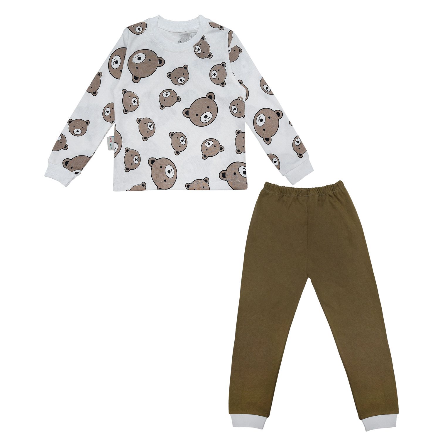 ست تی شرت آستین بلند و شلوار بچگانه سپیدپوش مدل خرس شکلاتی کد 1402753 -  - 1