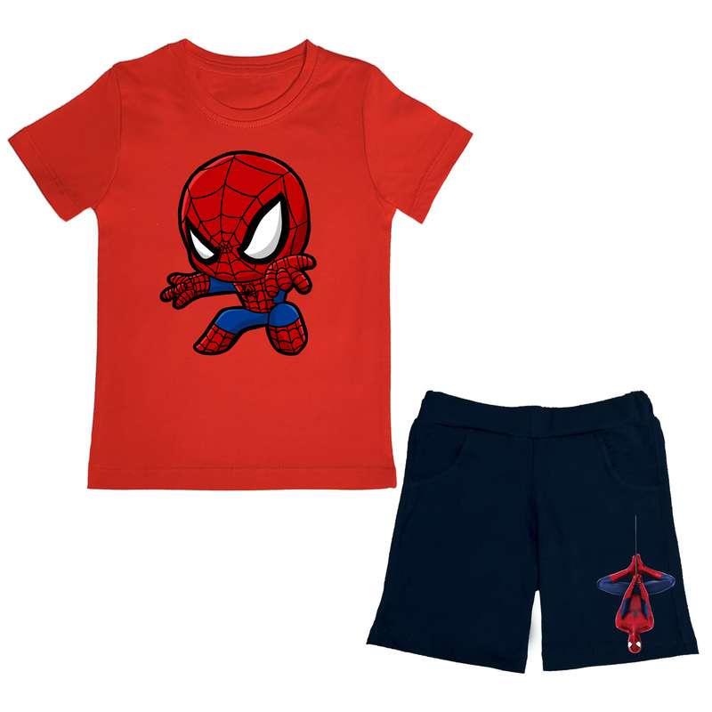 ست تی شرت و شلوارک پسرانه مدل spiderman RD