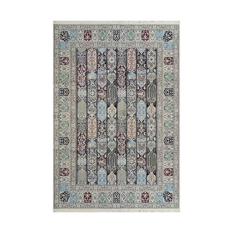 فرش دستبافت 6 متری مدل محرمات نائین 6لا کد 917 زمینه الوان