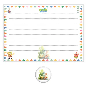 تخته وایت برد مدل باب اسفنجی طرح آموزش حروف الفبا کد SpongeBob سایز 20x30 سانتی متر به همراه مگنت مجموعه 2 عددی