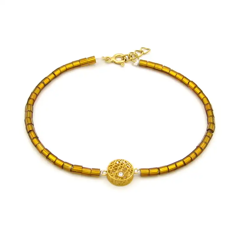 دستبند طلا 18 عیار زنانه مانچو مدل فیوژن نگین دار کد bfgs018