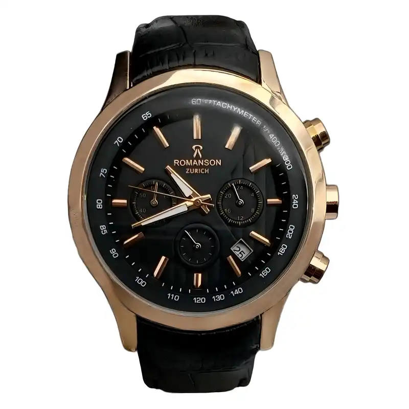 ساعت مچی عقربهای مردانه رومانسون مدل سه موتور فعال کورنوگراف بند چرمی