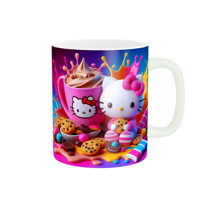 ماگ پاد آفرین طرح کیتی مدل بیسکویت کد 60