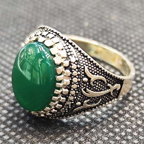 انگشتر نقره مردانه مدل عقیق خراسانی کد 2595