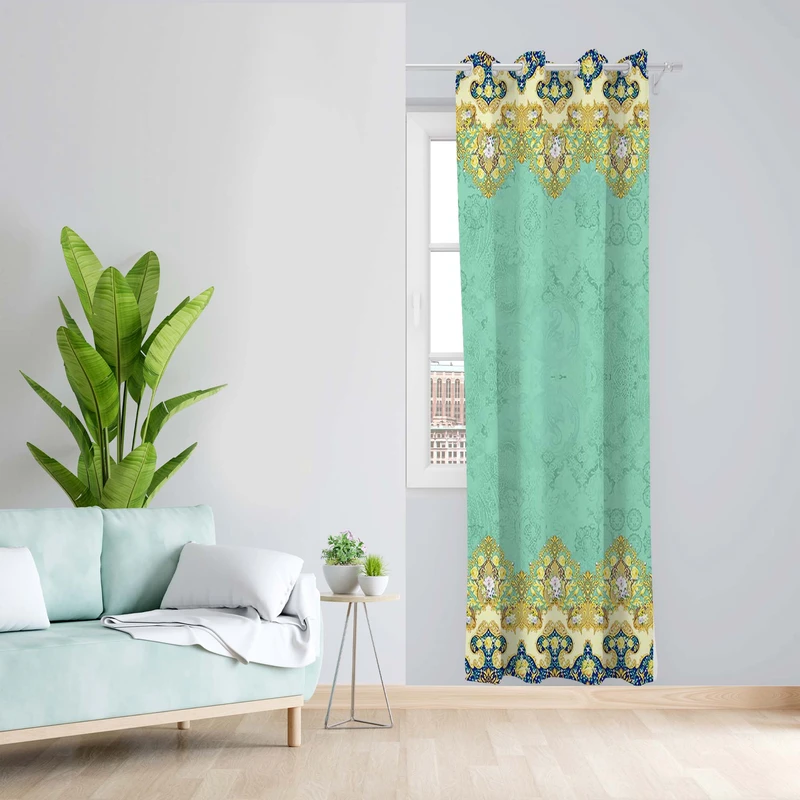 پرده طرح سنتی مدل مخمل پانچی کد 5043 z سایز 140x200 سانتی متر