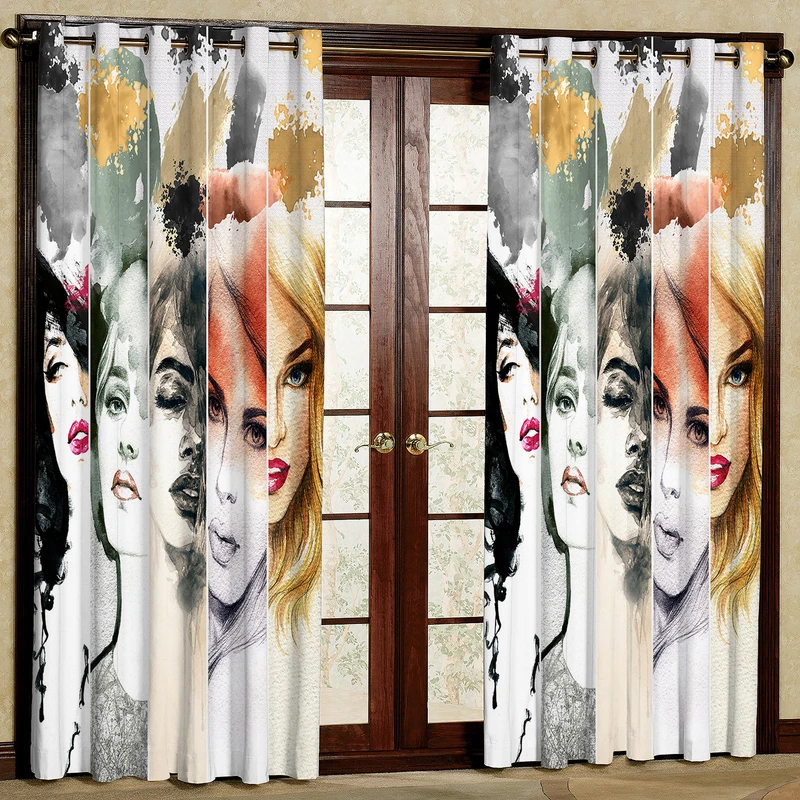 پرده مدل چهره دختر مخمل پانچی کد 1924 سایز 200x140 سانتی متر