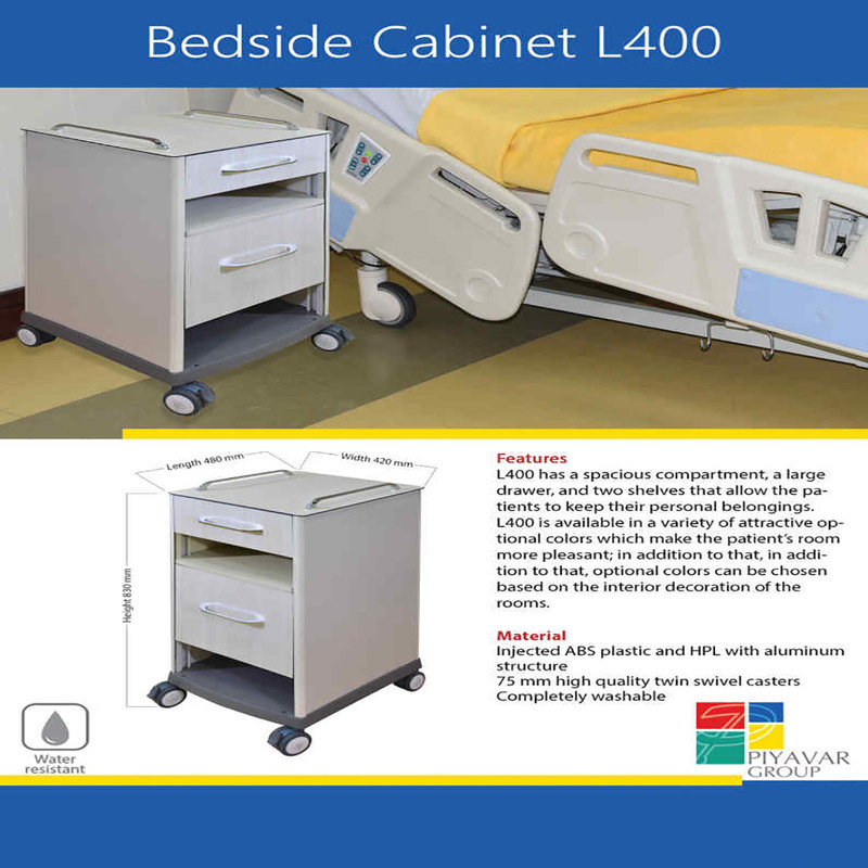 کمد کنار تخت بیمارستانی پیاوار مدل L400
