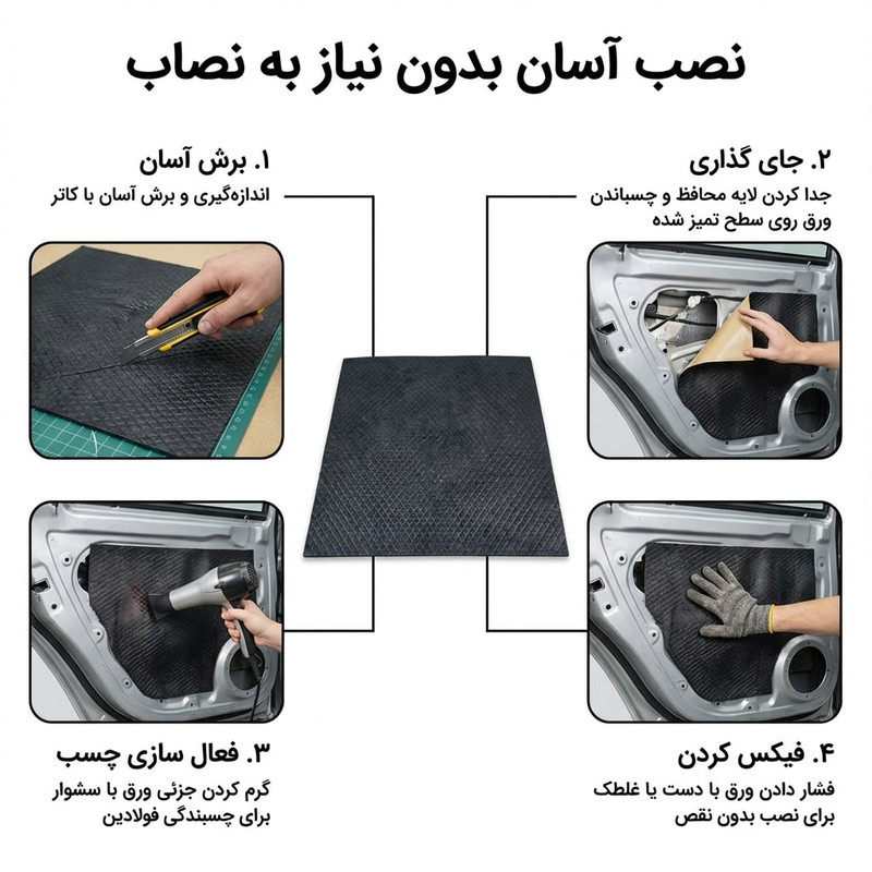 ورق دمپینگ مدل پشت چسب دار کد 2.4 میلیمتر بسته 25 عددی