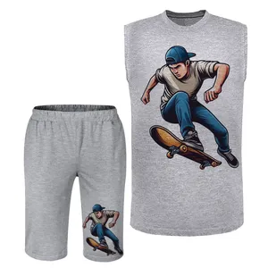 ست تاپ و شلوارک مردانه مدل پسر اسکیت سوار A494