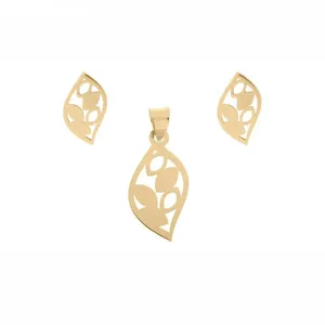 نیم ست طلا 18 عیار زنانه قیراط طرح برگ کد GH4674