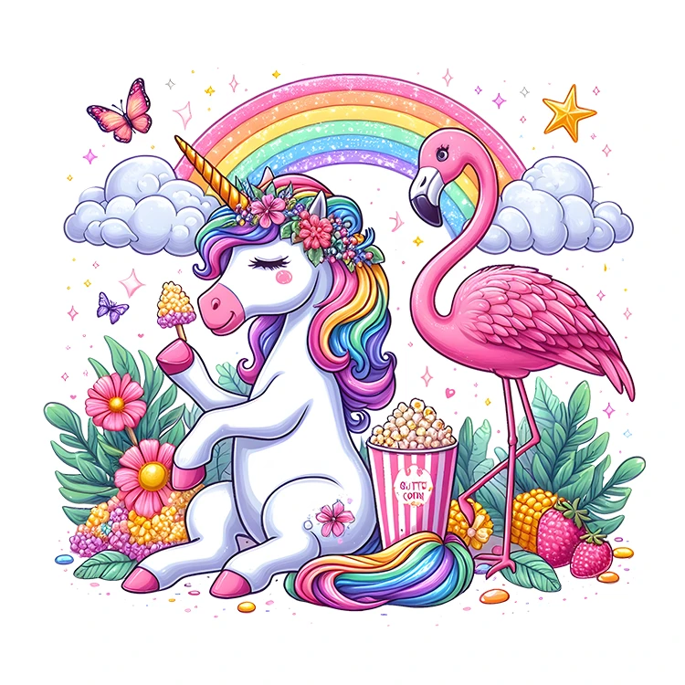 استیکر پارچه و لباس پاد آفرین مدل کارتونی کیوت فانتزی یونیکورن تک شاخ کد S3955