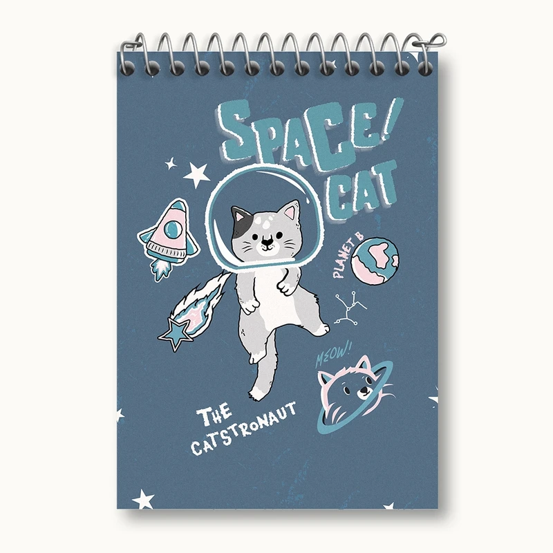 دفتر یادداشت 50 برگ خندالو مدل گربه فضانورد کد N1009