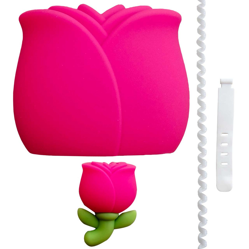 محافظ کابل طرح فانتزی گل مدل Flowers به همراه محافظ شارژر دیواری مجموعه 4 عددی