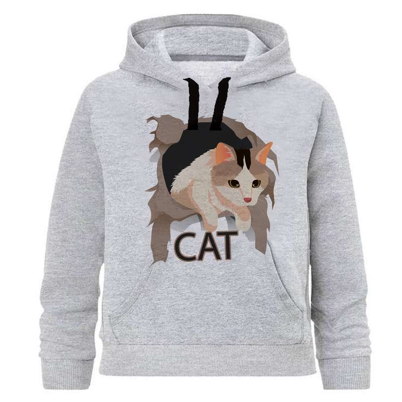 هودی پسرانه طرح CAT کد J94 رنگ طوسی