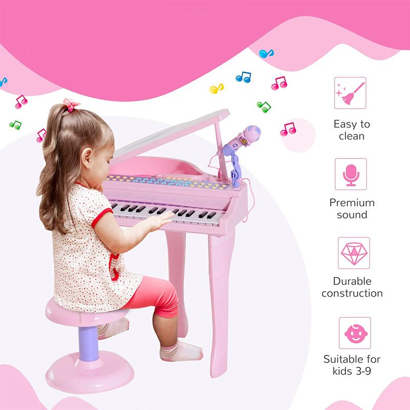 اسباب بازی موزیکال مدل پیانو پایه دار و میکروفون کد 88022 -  - 2