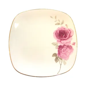 بشقاب غذاخوری چینی زرین ایران مدل کواترو رزفلاور بسته  6 عددی