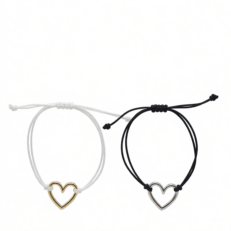 دستبند بندی زنانه مدل قلب دفرمه مجموعه 2 عددی