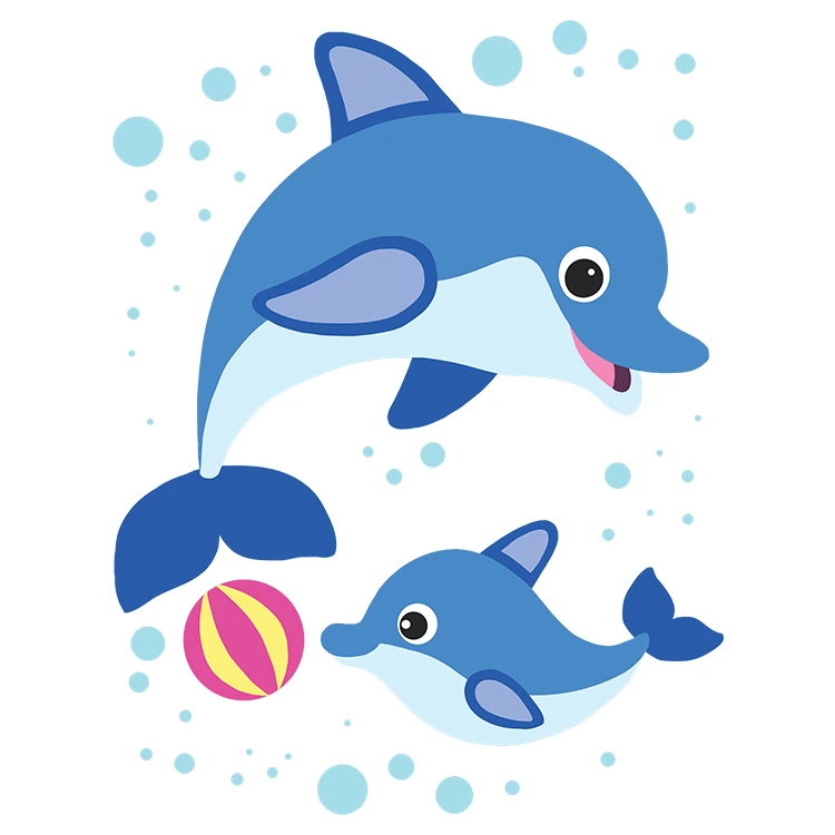 استیکر پارچه و لباس پاد آفرین مدل دلفین ها کد DKST431