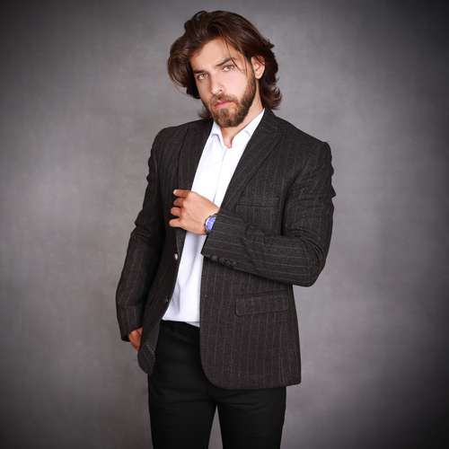 کت تک مردانه مدل راه راه -TH01 رنگ قهوه ای