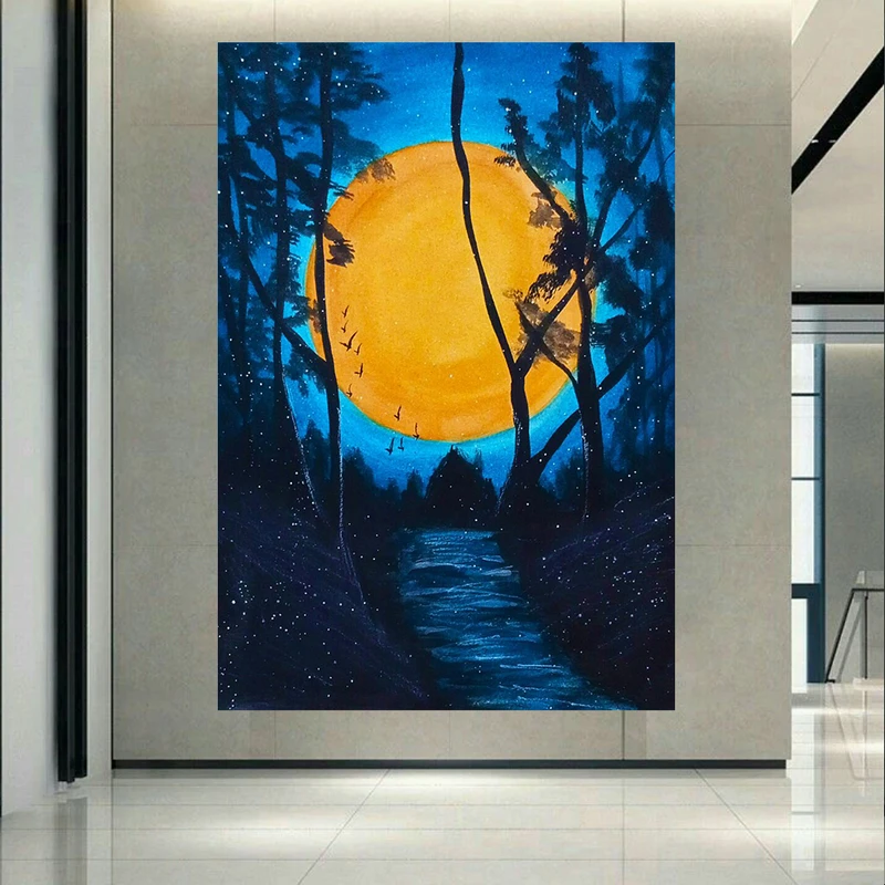  تابلو بوم طرح مخمل جنگل مدل وهم آور کد AR3058274