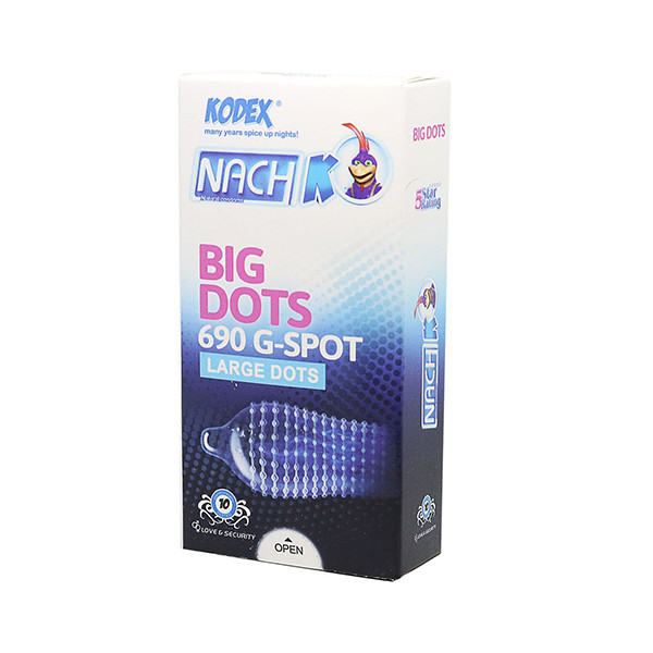 کاندوم ناچ کدکس مدل BIG DOTS بسته 10 عددی به همراه کاندوم کاپوت مدل BIG DOTS بسته 10 عددی